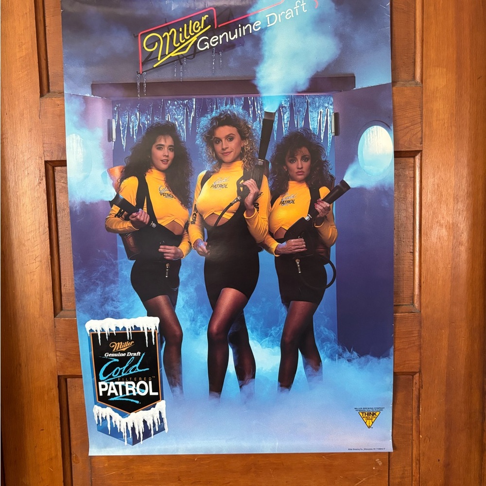 Vintage Miller Genuine Draft Beer Poster “Cold Patrol”